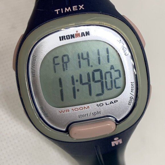 Timex Ironman 10 lap women digital watch 34mm case quartz blue pink running - Picture 2 of 8